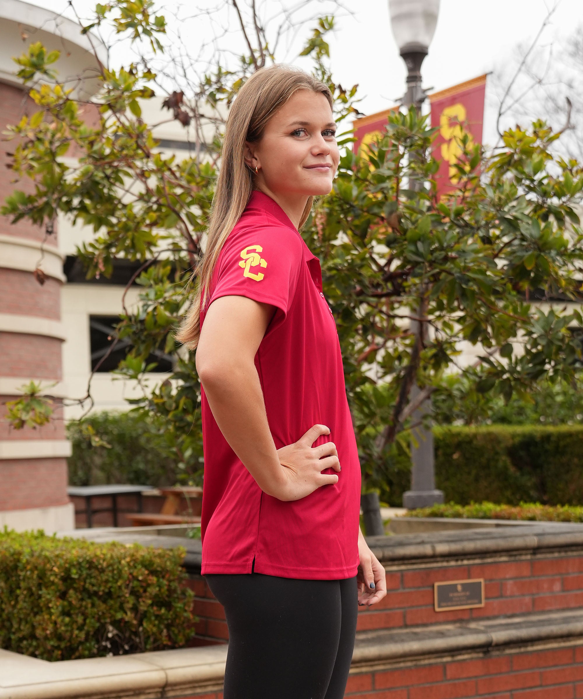 Logo Athletic Ladies Fit Polo Cardinal